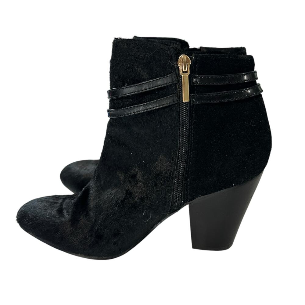 HAL RUBENSTEIN Black Cowhide Booties Size 8.5 Western Casual Leather Heels